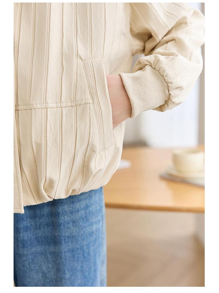 Women's Petite Stand-Up Collar Jacket - Loose, Plus Size, Thin Top for Spring/Autumn 2025