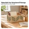 Rectangular Storage Basket with Leather Handles Open-Top Desktop Woven