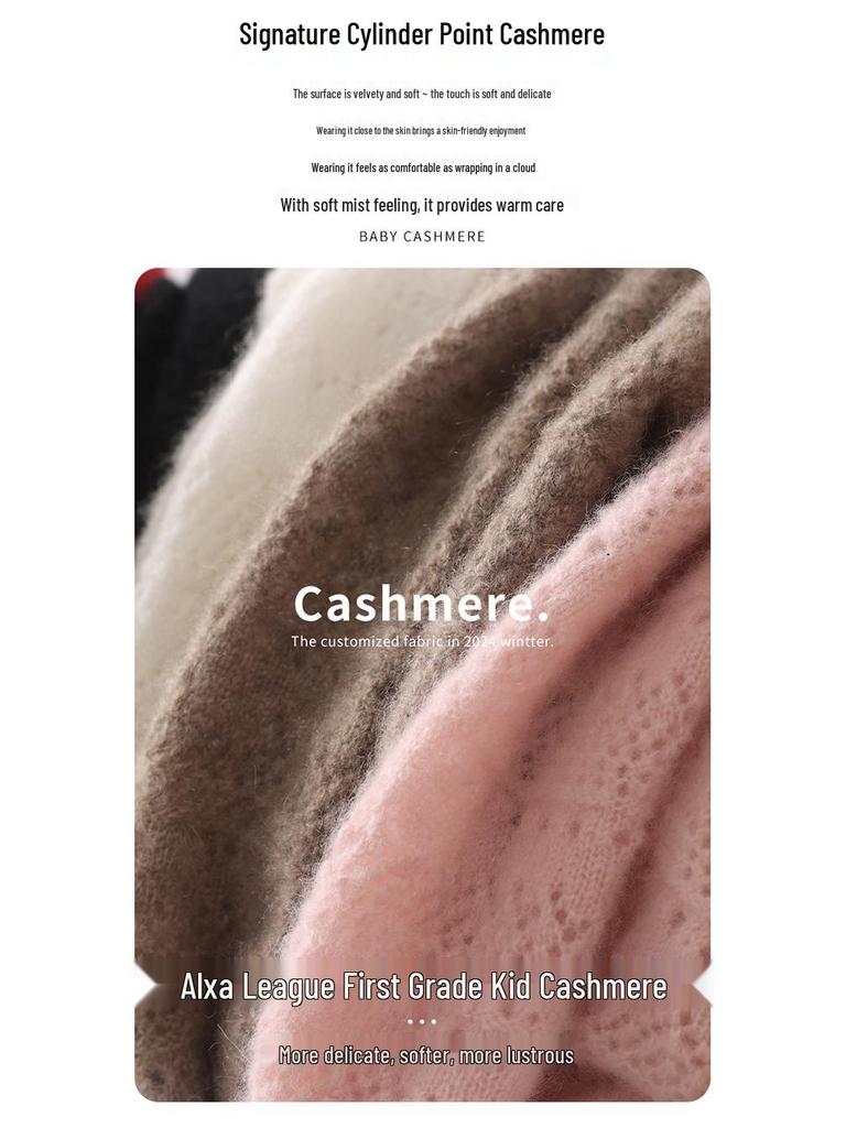Women's Autumn & Winter Pure Cashmere Hollow Crochet Neck Warmer & Decorative Scarf