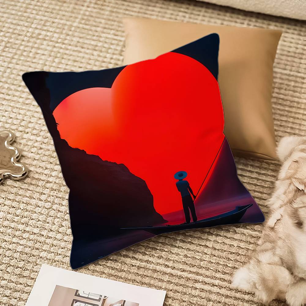Creative Heart Stealing Theme Pillow Case Anti-dustmite Invisible Zipper Sofa Bed