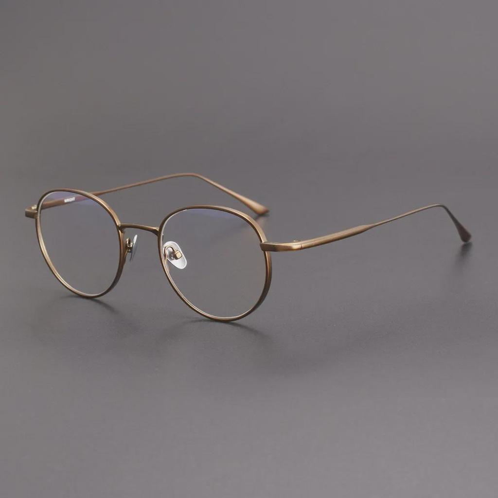 "Handmade Retro Japanese Style Pure Titanium Oval Glasses Frame"