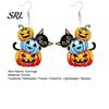 Hypoallergenic Earrings for Sensitive Ears 1 Pair Halloween Drop Dangle Women, Acrylic Pumpkin Lightweight Ear Jewelry Teens Black Cat Earrings,