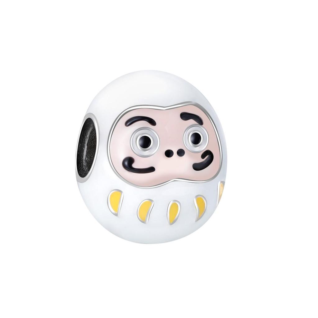Bracciale Charm Daruma Rosso in Argento Sterling 925 per Donna - Perla di Cartone Animato Auspicioso