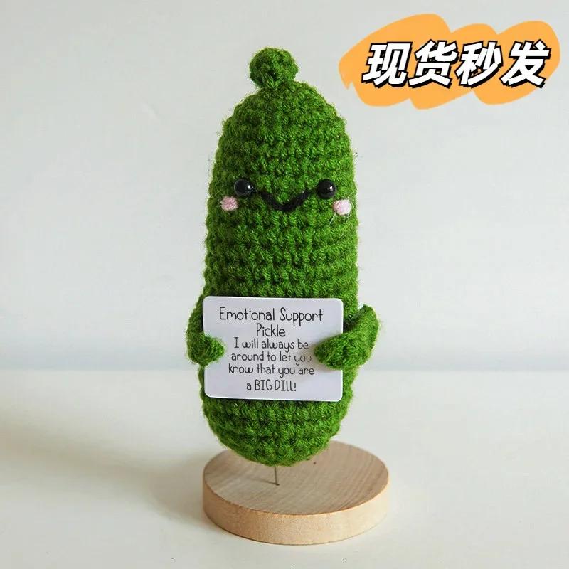 White Elephant Gifts Potato Mini Funny Knitted Wool Toy with Positive Card Cute Creative Life Doll Potato for Birthday Gift