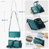 Per iPhone 17e 16e Custodia Portafoglio a Tracolla Blocco RFID Pelle PU Copertura Magnetica a Flip Porta 7 Carte Tasca con Zip Tracolla