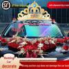 Creative Wedding Car Decoration: Gold Crown and Veil for TikTok-Inspired Celebrations