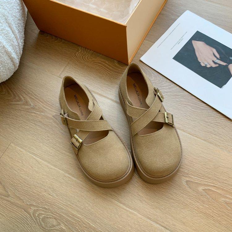 Muffin platform Boken shoes women's shoes 2025 new spring and autumn retro fashion Mary Jane single shoes Boken loafers