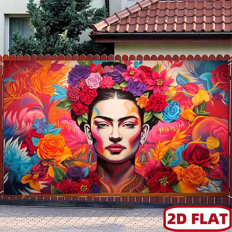 

2D Vibrant Floral Frida Kahlo Background Cloth Mexican Style Photo Prop 47.2x31.5inch/120*80cm