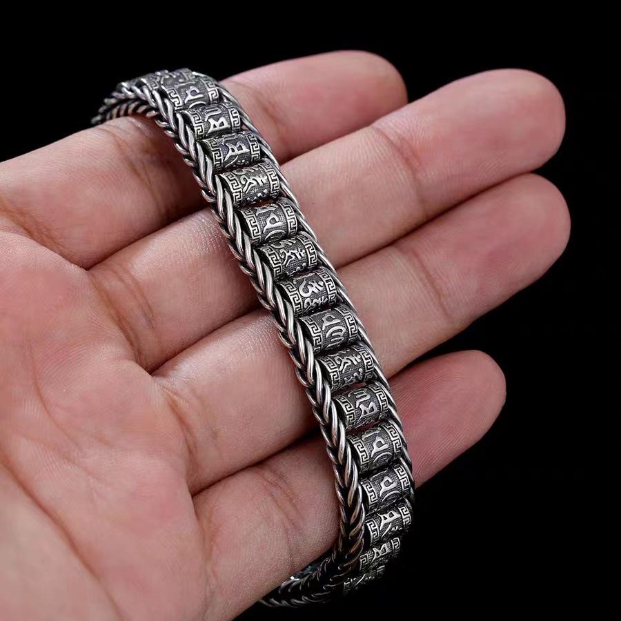 Lulu Tong Sechs-Zeichen-Mantra Herren Armband mit drehendem Zylinder und Perlen: Retro, High-End, Einzigartiges Persönlichkeitsdesign