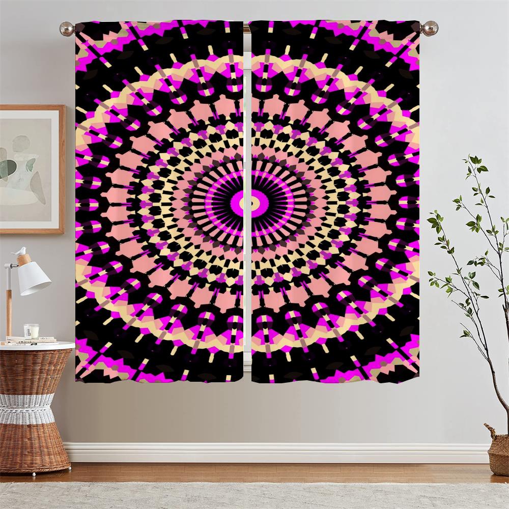 Trippy Vibrant Mandalas Kitchen Curtains for Bedroom Decoration Curtains Living Room Window Curtain Tiebacks Tulle In Kitchen