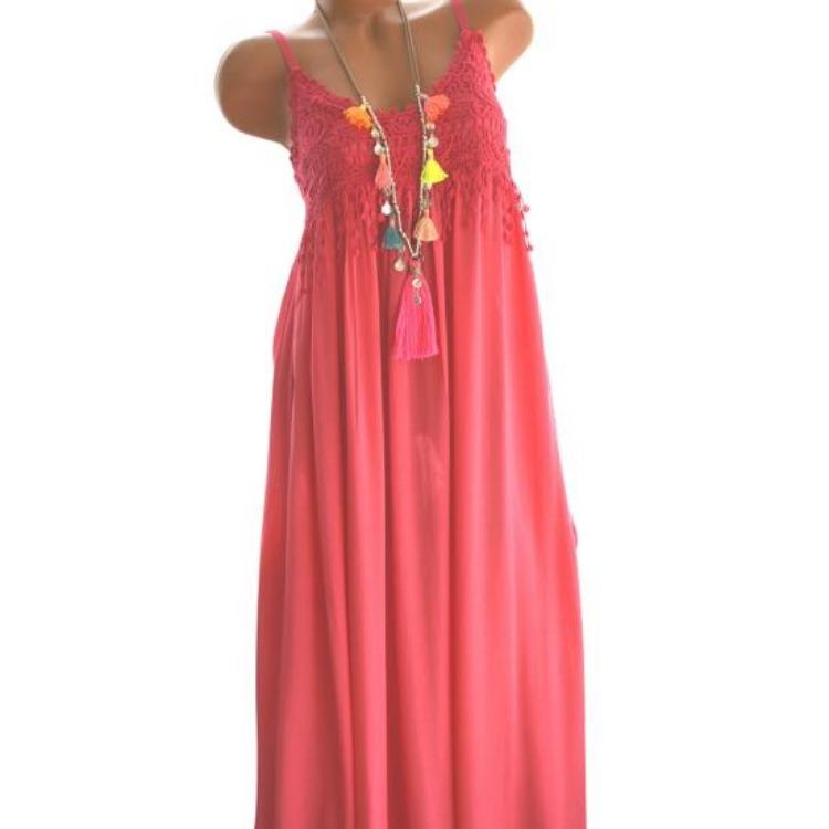 Summer Casual Vintage Maxi Dress Women Solid Color Lace Flower Ruffle Sleeveless