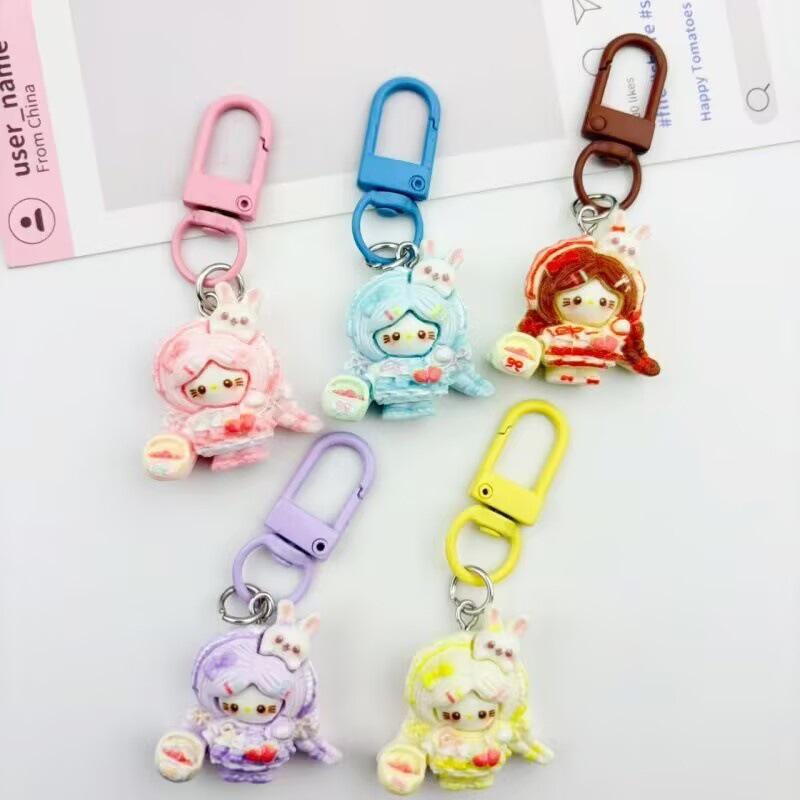 Kawaii Girl Keychain Pendant – Cute Ornament for Student Backpacks & Bags, Ideal Best Friend Gift