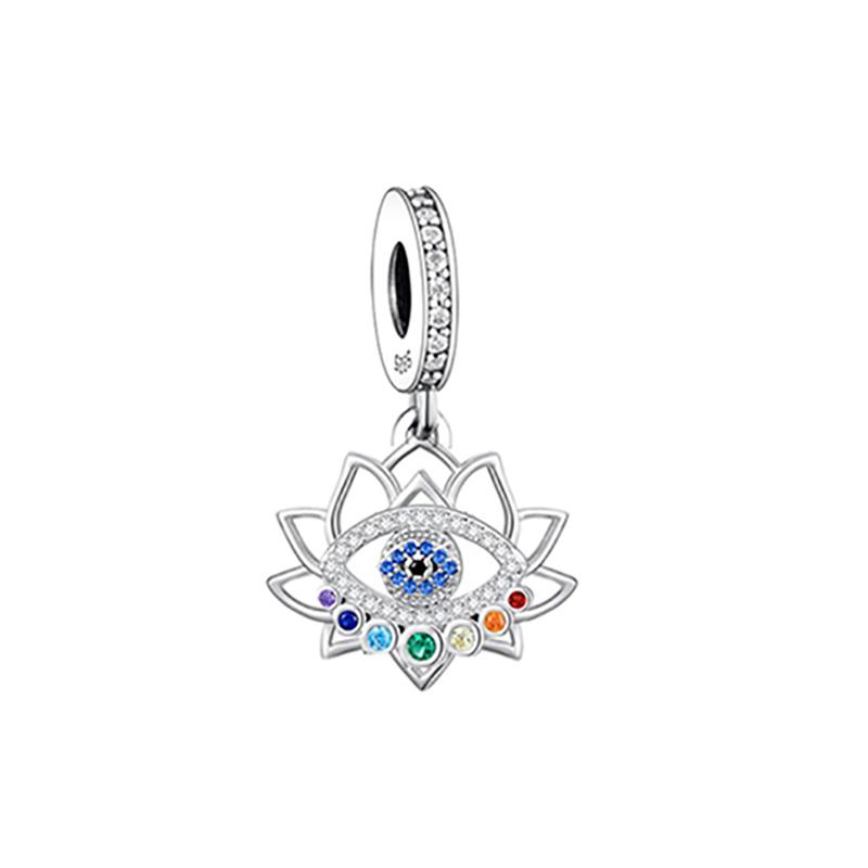 FC Jewelry Fit Original Pan Charm Bracelet 925 Silver Lotus Yoga Girl Chakra Healing Balance Bead For Making Daughter Berloque
