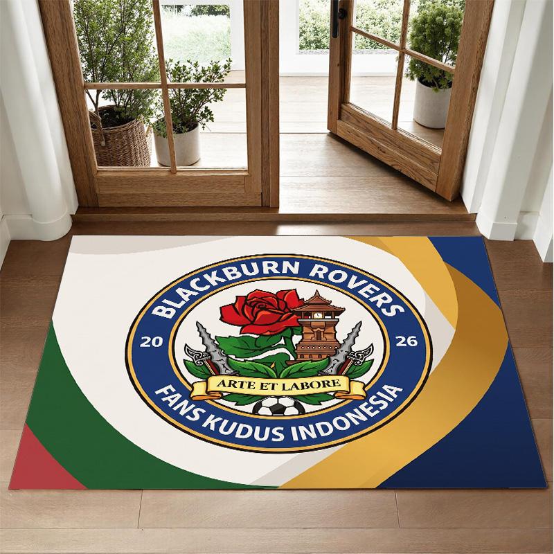 Blackburn Rovers Football Design Crystal Velvet Rug Soft Decorative Mat for Bedroom Entrance