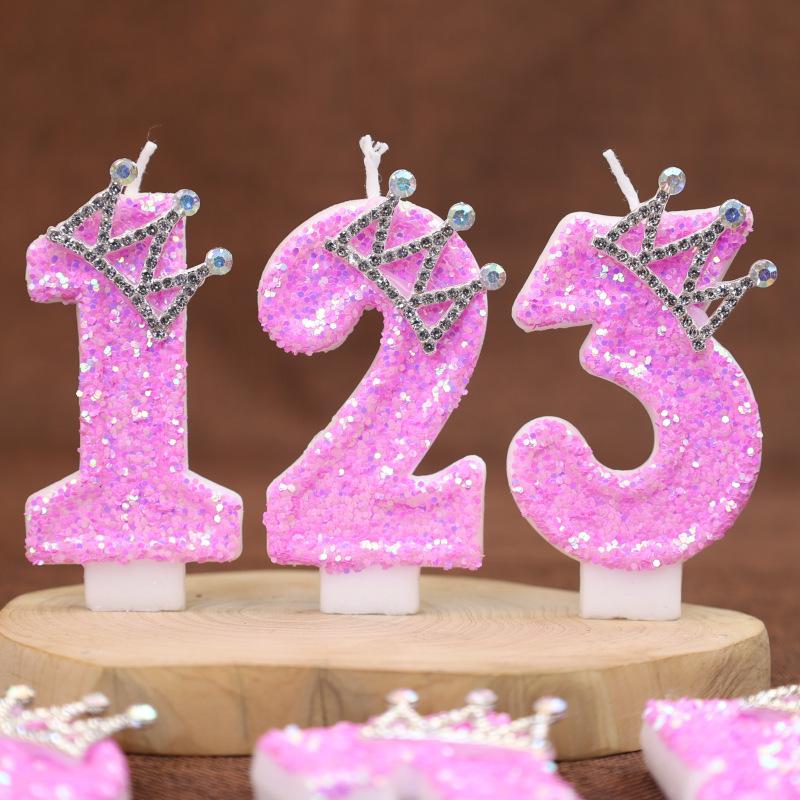 Diamond Number Candle Crown Creative Decoration Birthday Cake Candle Creative Handmade Diy