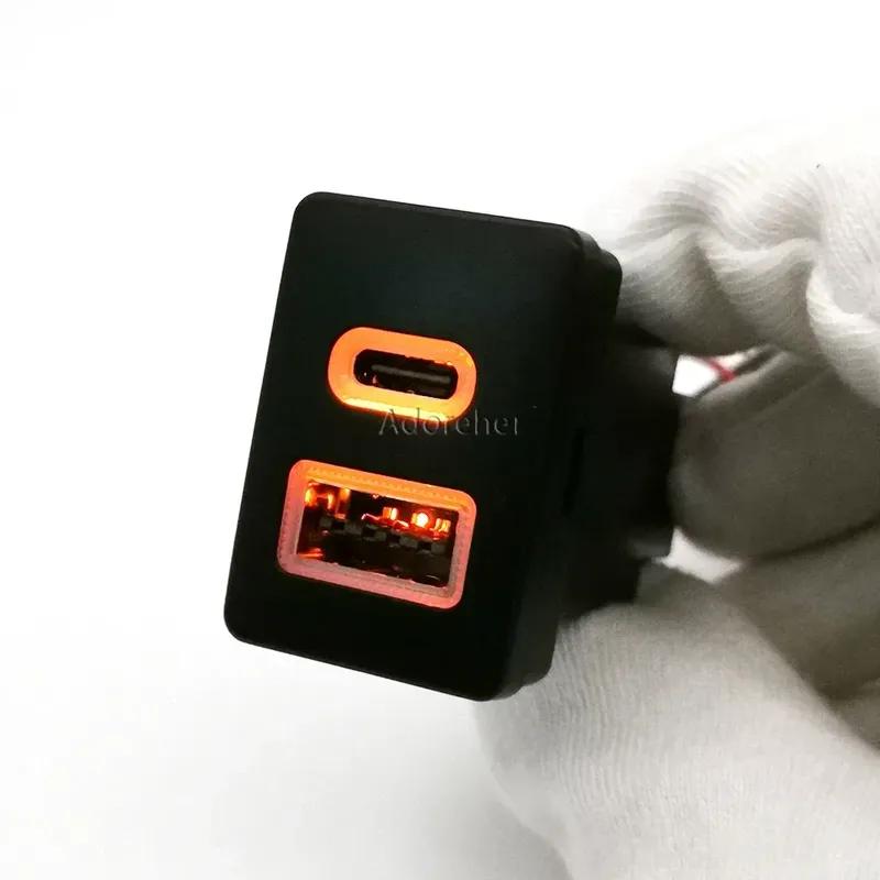 Orange LED Light For Suzuki Jimny - Car Accessories Phone Charger USB QC3.0 and Type C Port Charging Adapter