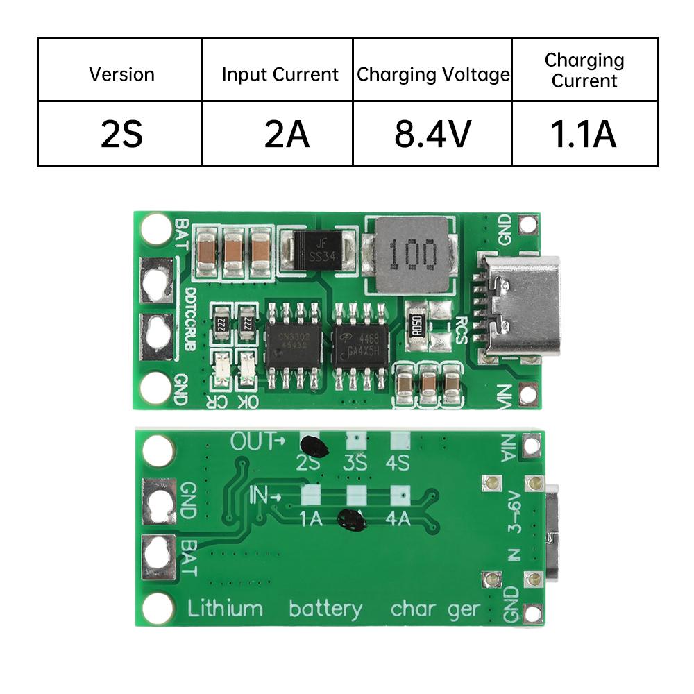 2S/3S/4S 1A 2A 4A Typ-C Auf 8,4V 12,6V 16,8V Step-Up Boost LiPo Polymer Li-Ion Ladegerät DC 36V 18650 Lithium-Batterie