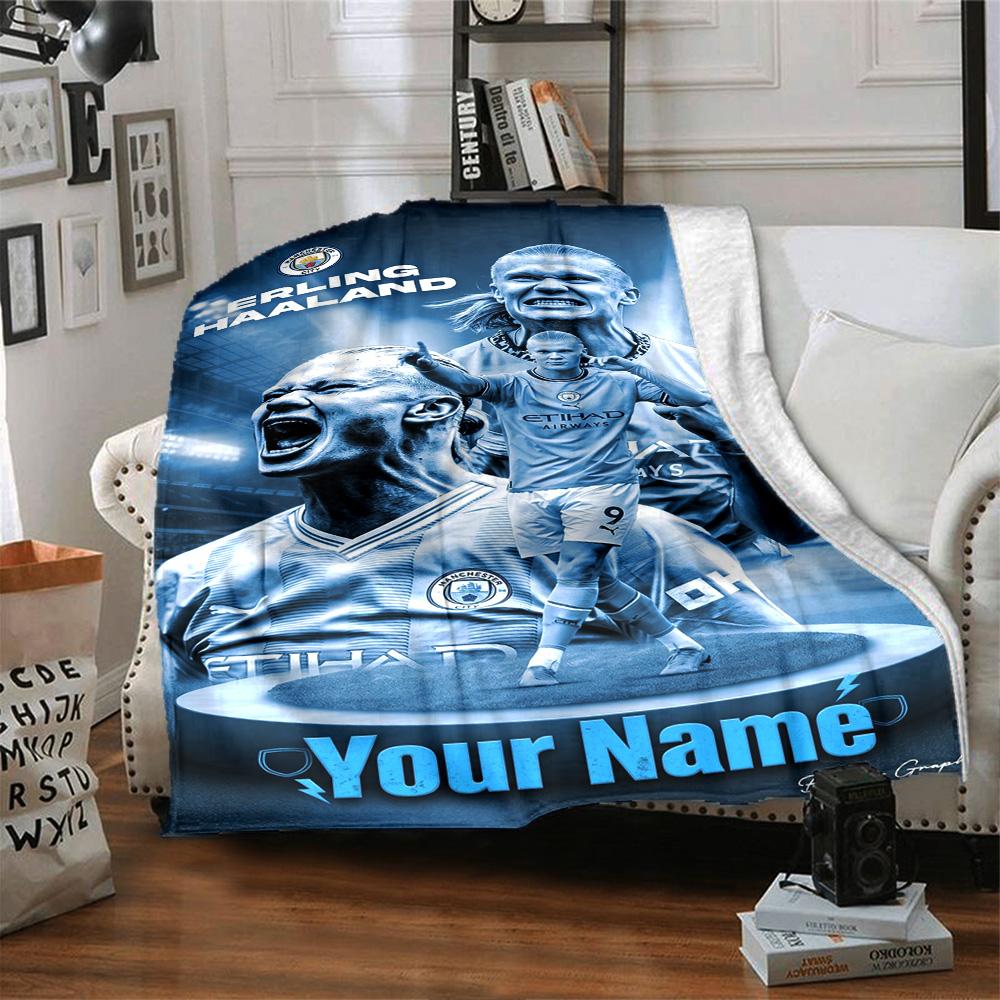 Haaland (31) Personalized Text Blanket Lightweight Customizable Blanket Soft & Cozy Great for Home Decor Office Couch Sofa Ideal for All Seasons