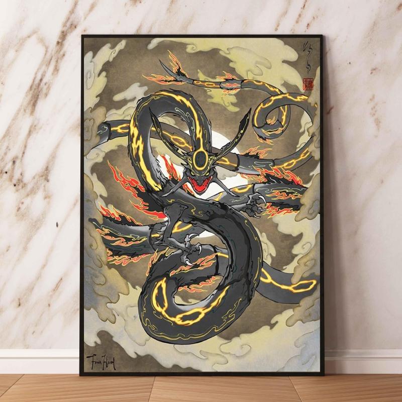 Lugia Ho-Oh Pokemon Unframed Canvas Painting Comic Themed Anime Wall Decor Unique Collection Enhance Your Living Space