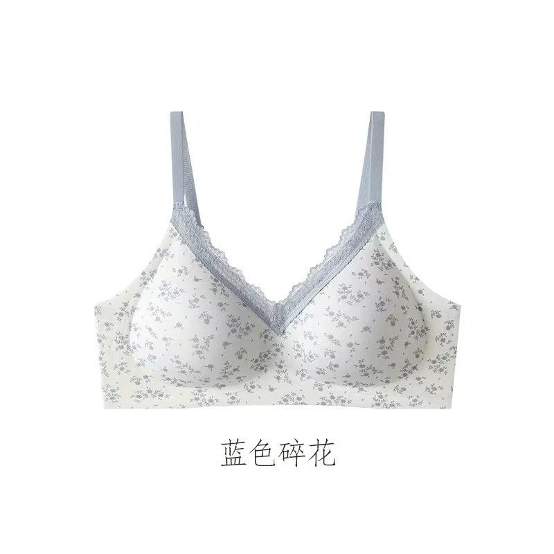 Small Broken Flowers, Less Nudity, No Traces, Gathered Jelly Glue Soft Support, Beautiful Back, No Steel Ring Bra Bra