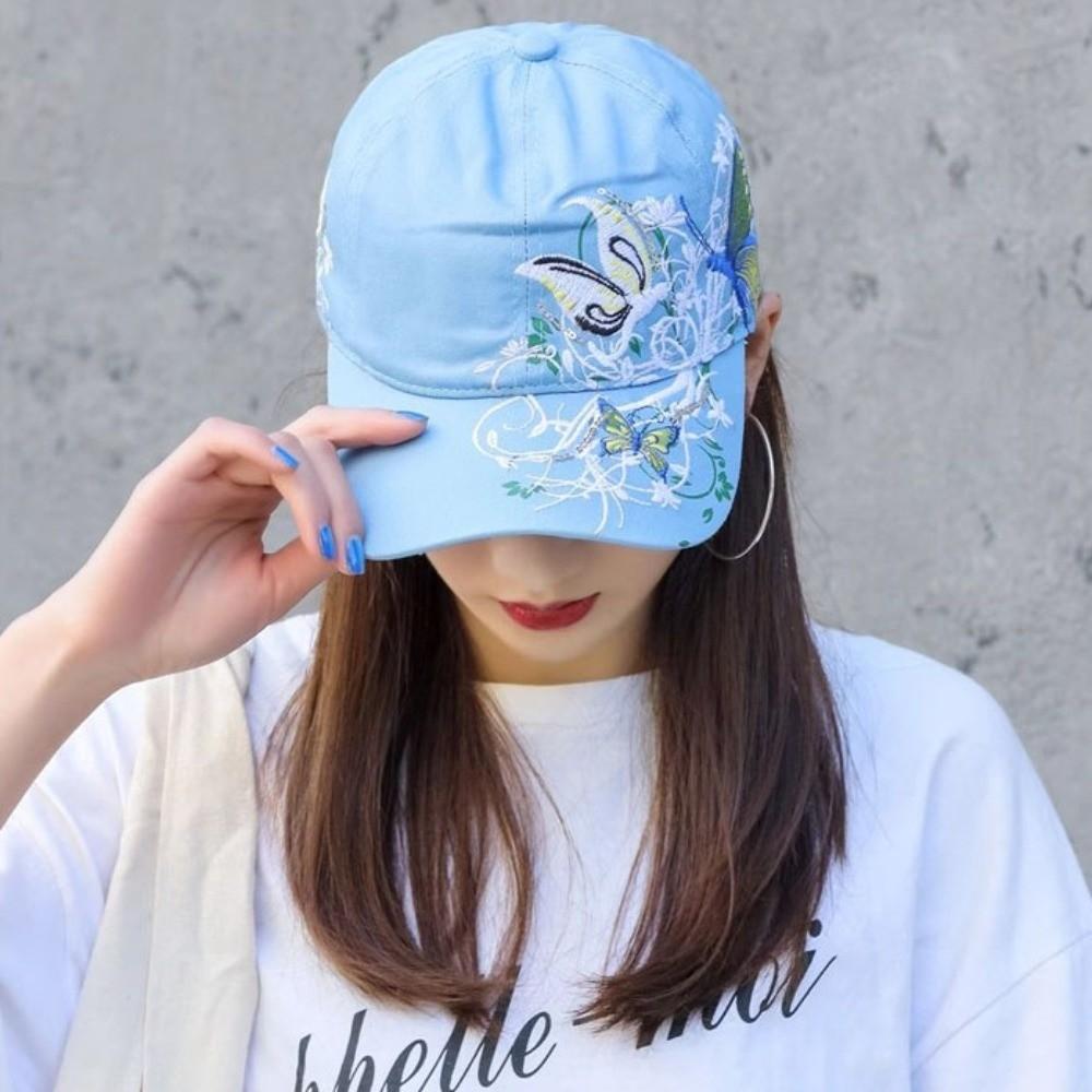 Embroidered Butterfly Baseball Cap Sequin Cotton Baseball Cap Cute Peaked Cap Outdoor