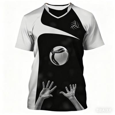 Volleybalshirt 3D-geprint T-shirt met korte mouwen sneldrogend ademend volleybal sportkleding shirt volleyballiefhebbers g