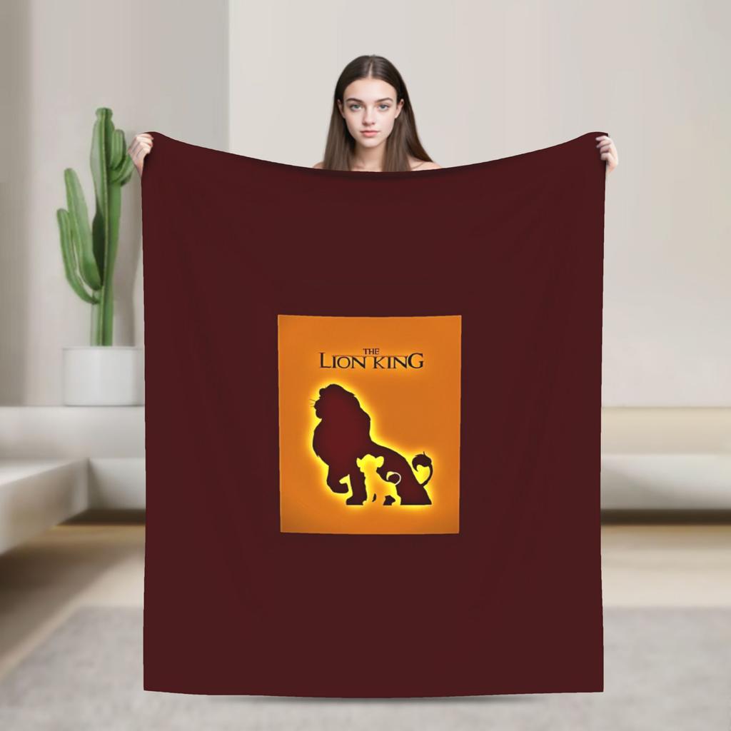 Simba Le Roi Lion Housse de Couverture Anime Couvertures Jetées en Flanelle Literie Canapé Portable Doux Chaud Couvre-lits
