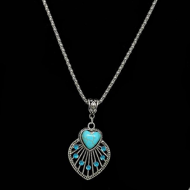 

Комплект из ожерелья и сережек Qifu Bohemian Green Leaf с подвеской в виде сердца