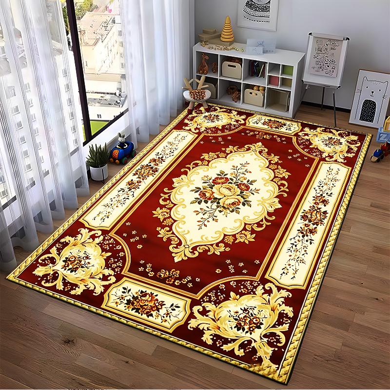 Luxuriöser Teppich mit rotem und goldenem Blumenmuster für die Wohnzimmerdekoration Geeignet für den Einsatz als Antirutsch für Sofas im Wohnzimmer und Schlafzimmer
