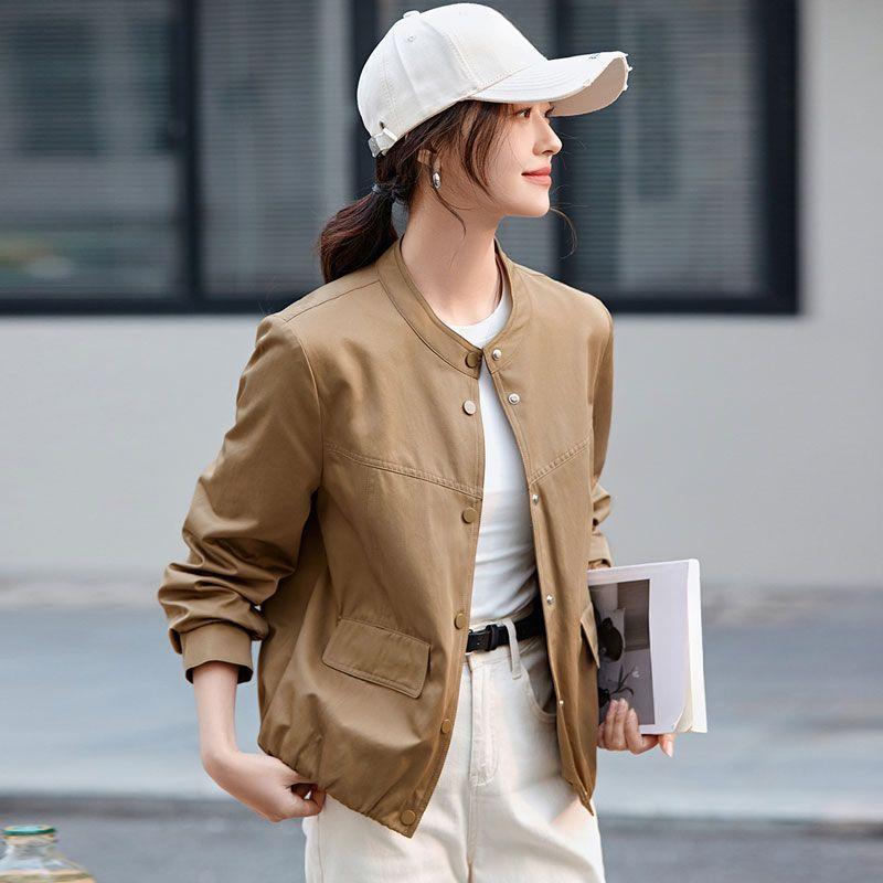 

Весна Осень Женская Бейсбольная Куртка Короткая Свободного Кроя Винтажная Корейский Слим Дизайн Повседневная XXXL хаки