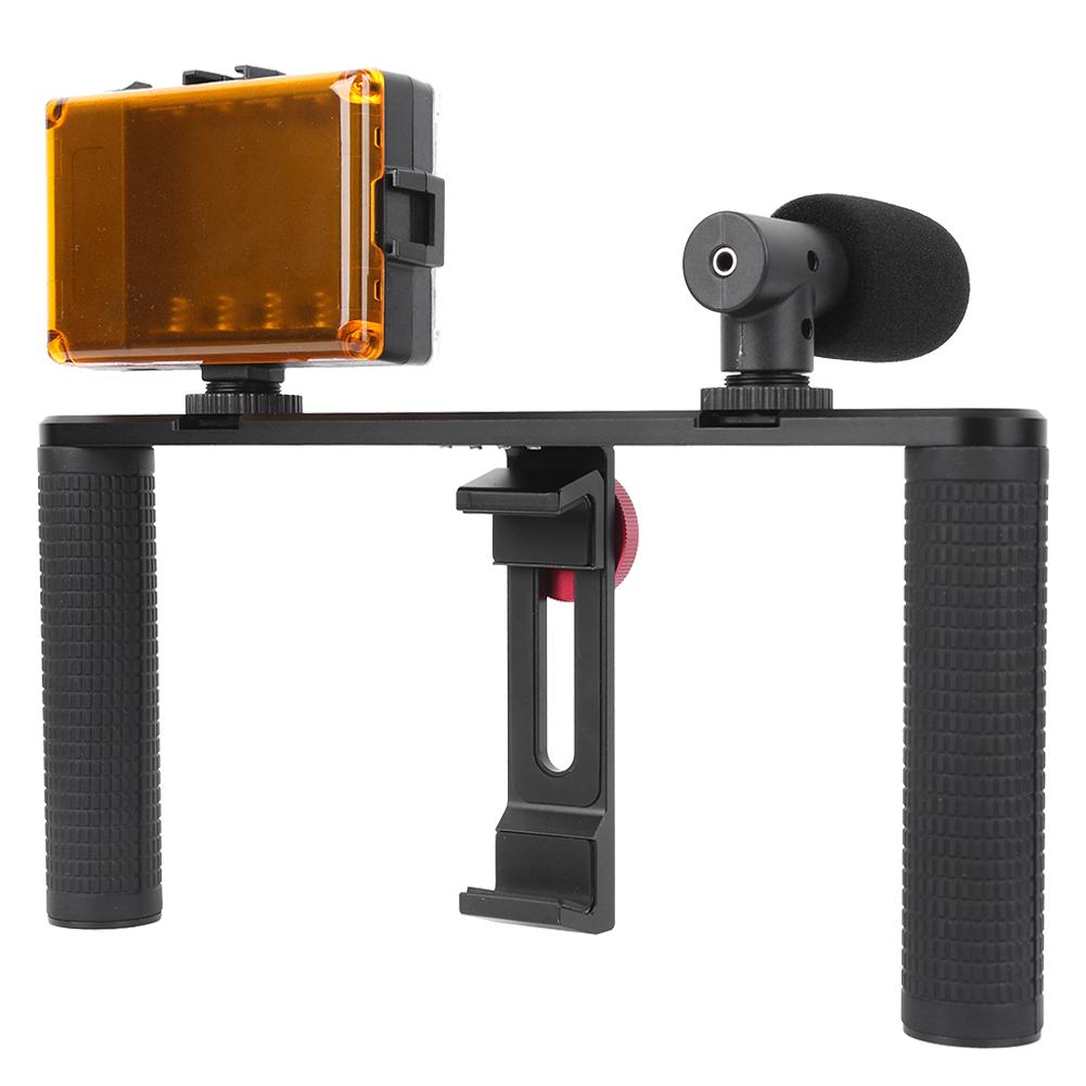 Zweihand-Handyhalter-Set, Stabilisator für Fotografie, Video, Live-Übertragung, Licht