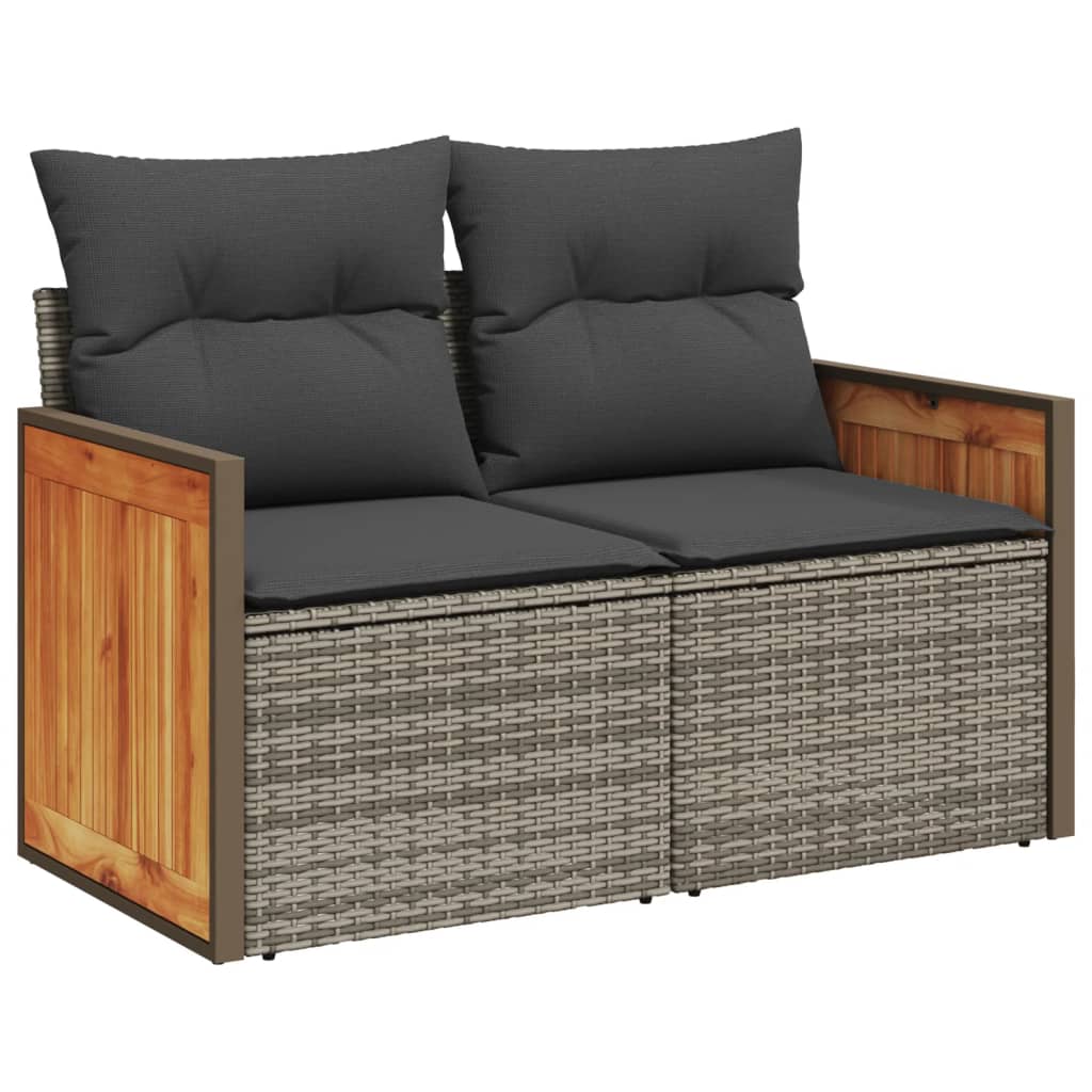 Vidaxl Sofa Ogrodowa Z Poduszkami, 2-Osobowa, Szara, Polirattan