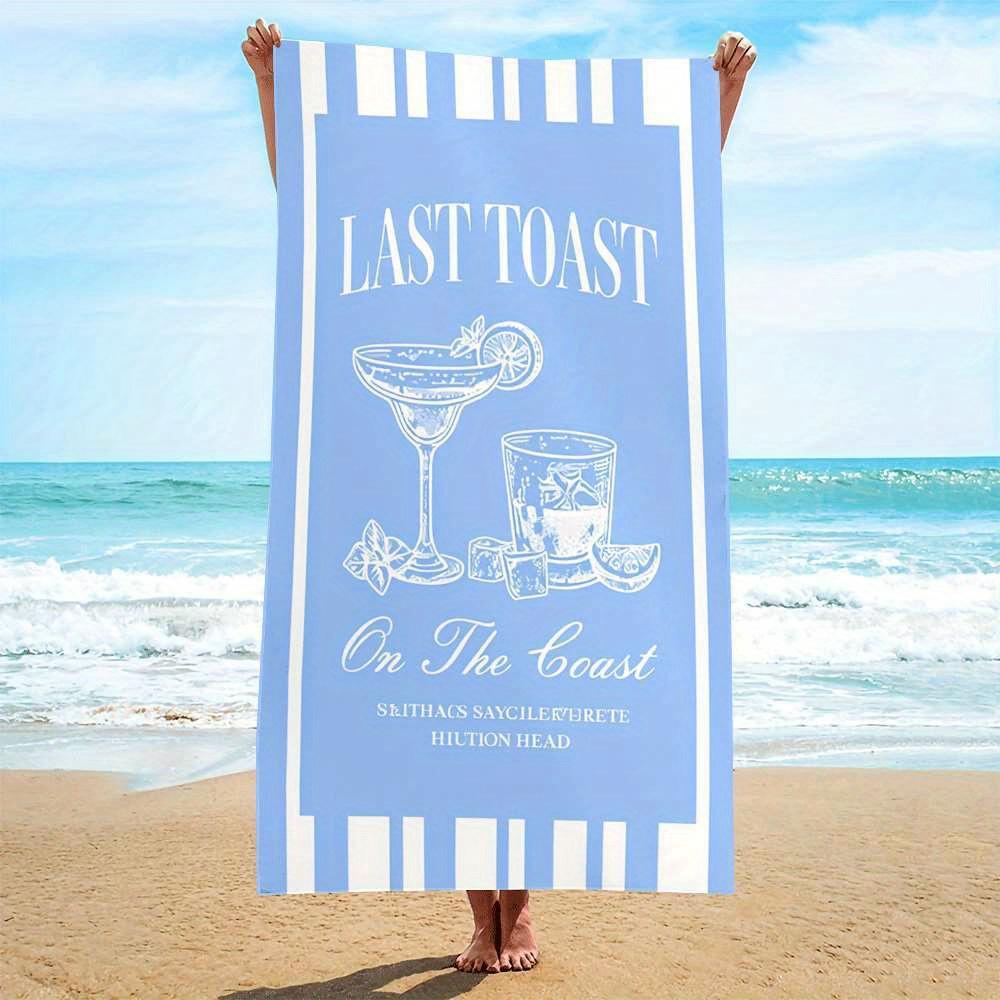 

Last Toast on The Coast Cocktail Pattern Towel, Ultra-Fine Fiber Quick-Dry for Beach Pool Use W40*H60(CM)
