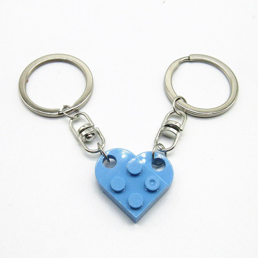 LEGO Heart Puzzle Keychain: European & American Style Building Block for Couples