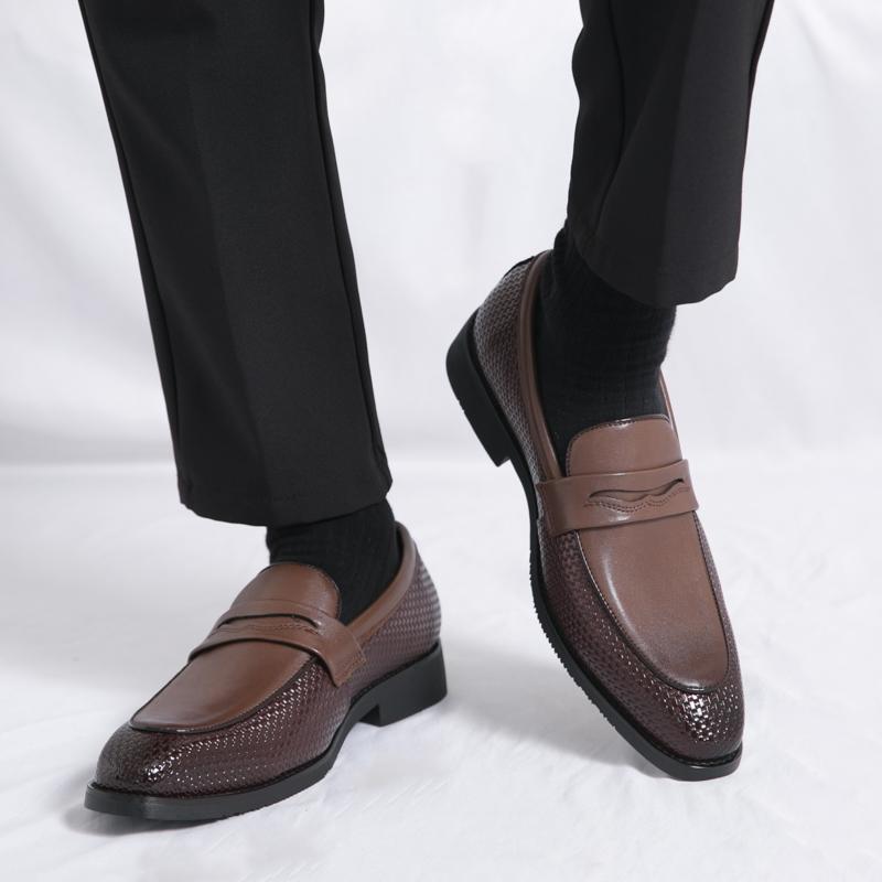 Fashion Men's Casual Leather Shoes Minimalist Luxury Style Office and Business Groom's Wedding Party Dress Black Brown Retro Slip On