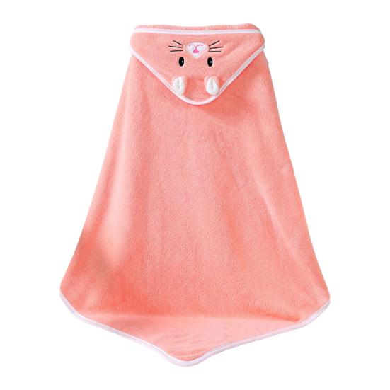 Children Bath Towel Cartoon Animal Embroidery Decor Soft Microfiber Highly Absorbent Newborns Swaddle Blanket Sweat-Absorbent Pad Body-drying Cape