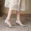Sandali con tacco alto e strass, scarpe sexy con tacco alto e cave con fibbia, sandali a spillo a punta da donna