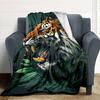 1pc Tiger Print Blanket Lightweight Flannel Blanket Throw Blanket For Sofa, Bed, Travel, Camping, Livingroom, Office, Couch, Chair, And Bed Yy25101515
