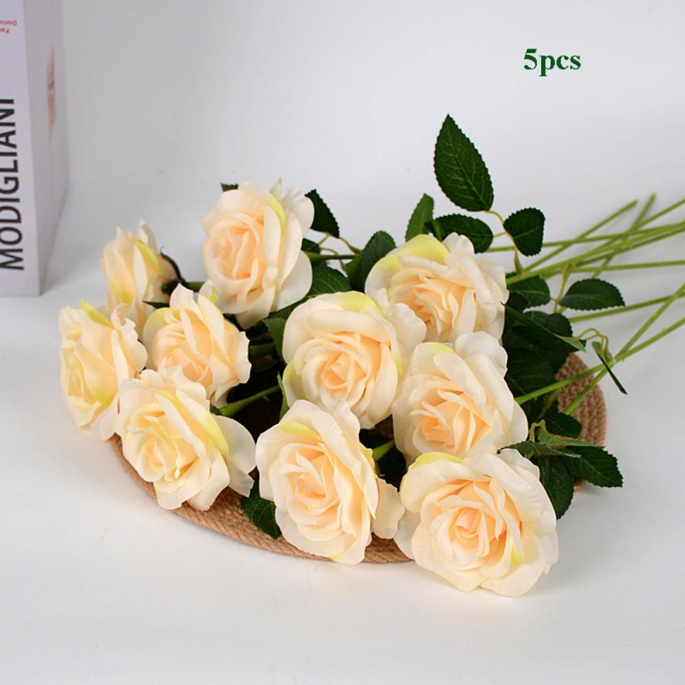 5pcs New 6 Colors Simulated Rose DIY Party Decoration Festival Supplies Vintage Silk Rose Wedding Fake Flowers Home Decor