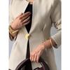 Women's Elegant Collarless Blazer Solid Color Single Button Office Casual Jacket