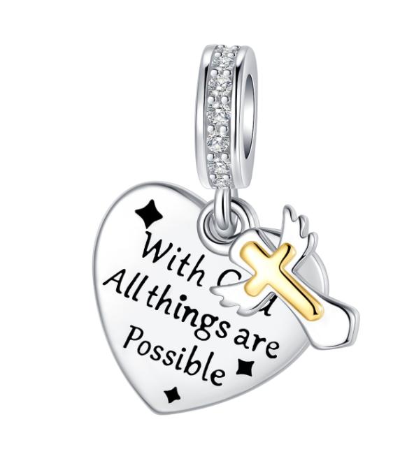 Sparkling Birthstone Charm Bead Charms Copper Heart Key Birthday Pendant Fit Authentic Necklaces Bracelets Women Jewellery Do It Yourself Gift