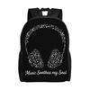 Music Soothes My Soul Backpack Camping Backpacks Men Custom Large School Bags Cool Rucksack