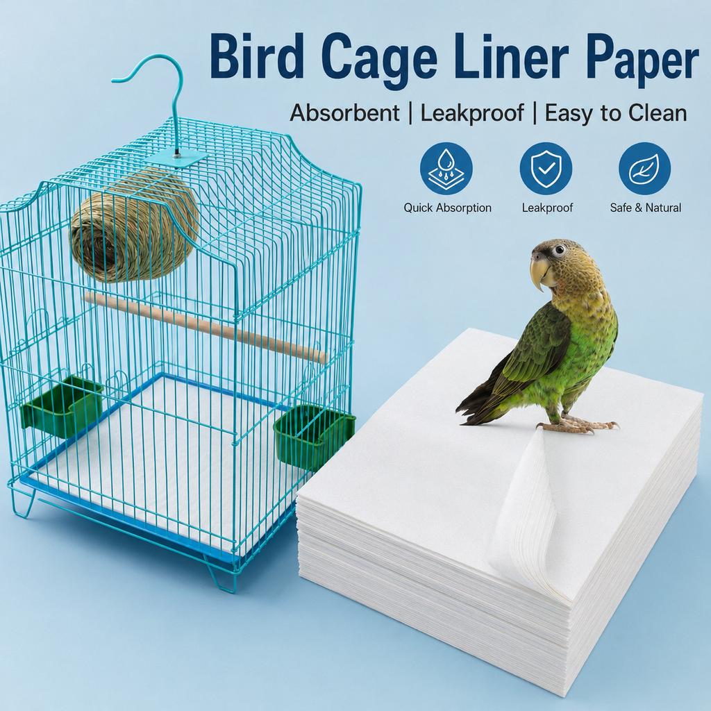 Disposable Bird Cage Paper Liners Absorbent Leakproof Cage Tray Mats for Parrot Budgie Cockatiel Canary Easy Clean Pet Supplies