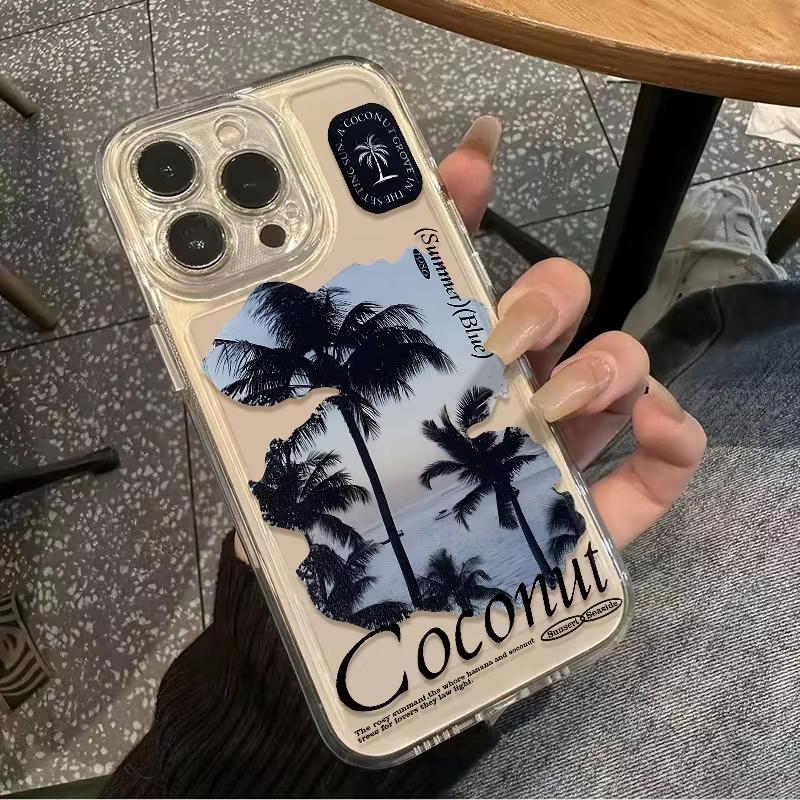 Fashion Coconut Tree Pattern Transparent Phone Case For Samsung Galaxy S26 S23 S24 S25 Ultra S22 S21 S20 Plus FE A50 A70 Cover