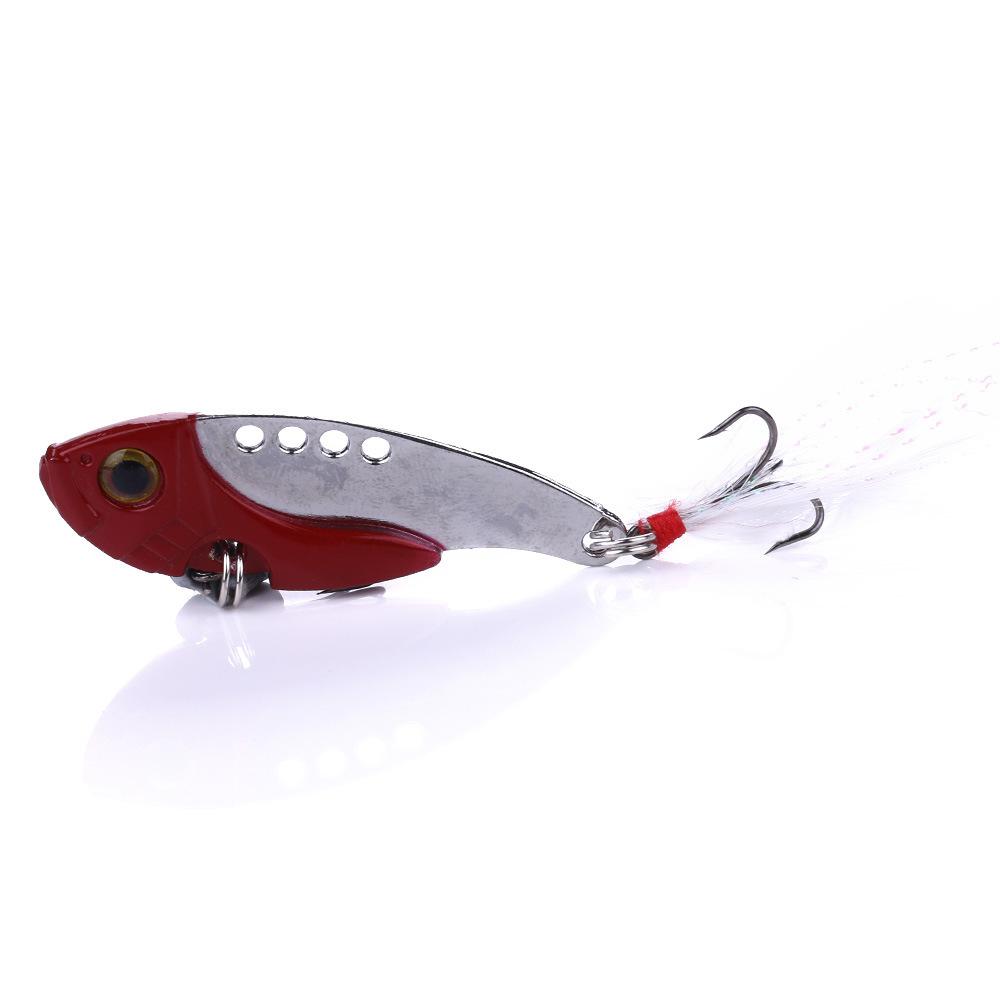 

MetalVIBLure bait8Number Hook5.5cm11gFeather Treble Hook Bionic Lure Freshwater Saltwater Fishing Long Casting Topmouth Culter B 5.5CM-11G-8