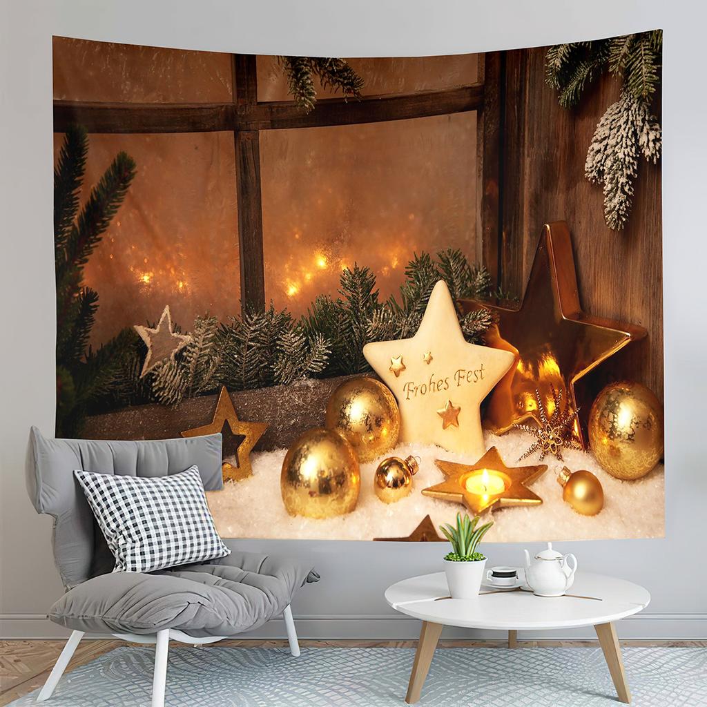 Merry Christmas Tapestry Winter Fireplace Tapestry Christmas Tree Gifts Wall Hanging Home Living Room Bedroom Dorm Tapestries
