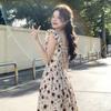 Coffee break French temperament flying sleeve dress floral 2026 summer small senior square neck dress women