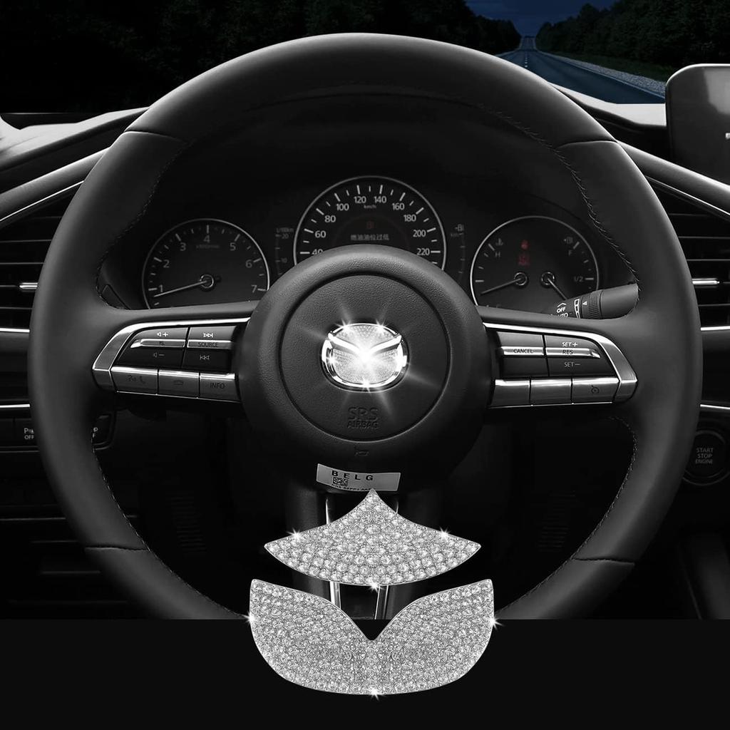 Bling Car Steering Wheel Emblem Logo Sticker Accessories Compatible with Volkswagen, Crystal DIY Diamond Interior Cover Badge Decorations