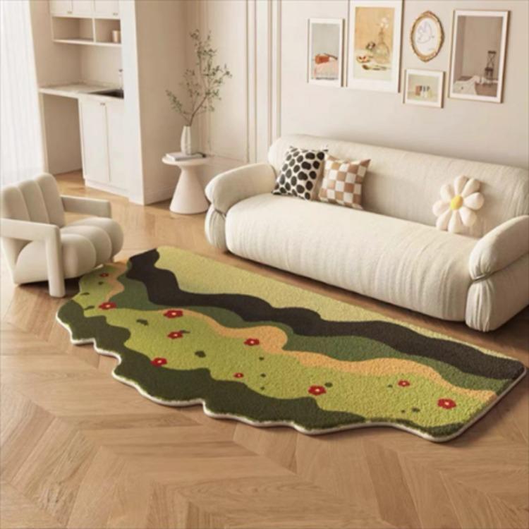 Home Carpet Retro Irregular Shaped Carpet Living Room New Vintage Style Bedroom Cloakroom Floor Mat