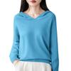 Women's Fashion Long-Sleeved -Colour V-Neck Hooded Knitted Sweater Warm Sweatshirt Knitwear